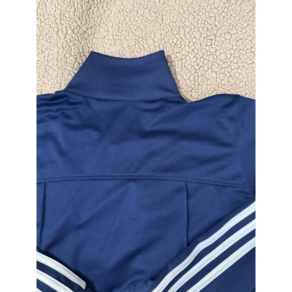 Adidas Mens Navy Blue Three Stripe Full Zip Mesh Track Jacket Mock Neck XL